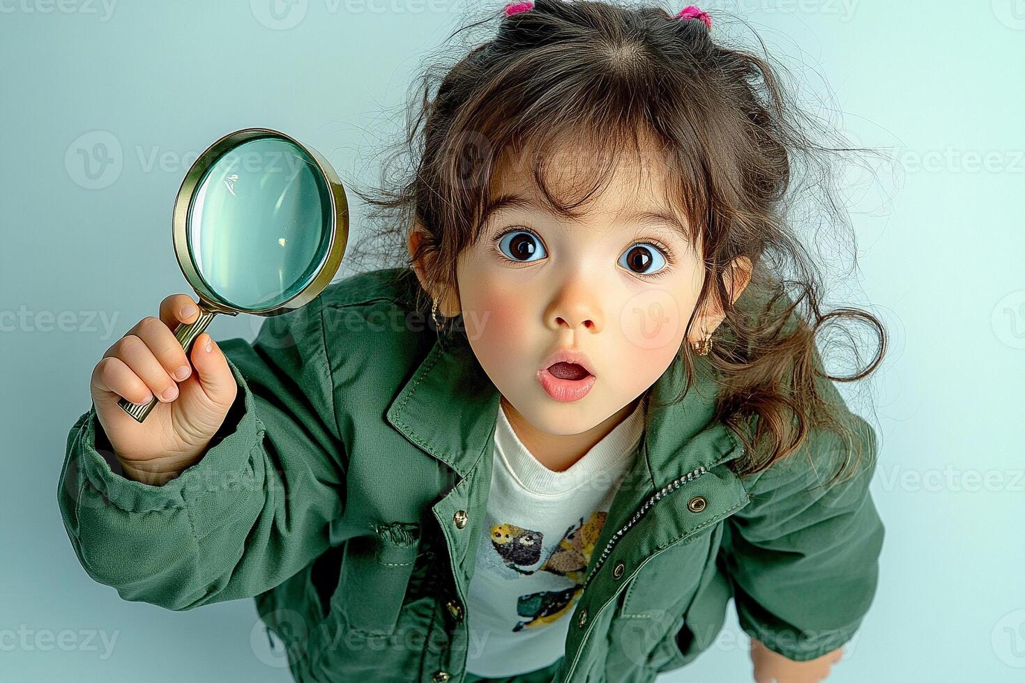 Curious Child with Magnifying Glass photo