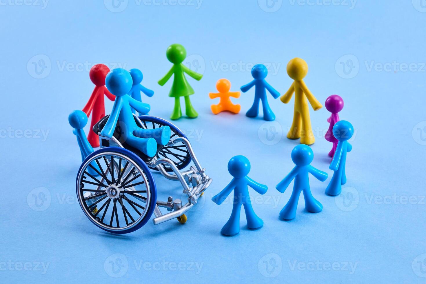 Inclusive Community. Colorful figures in a circle embrace diversity and inclusivity photo