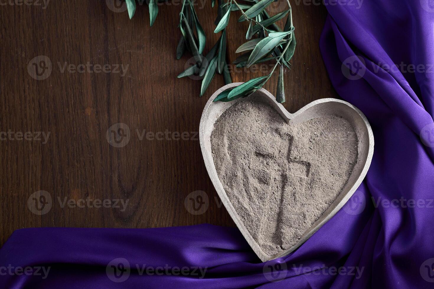 Ash Wednesday. Ash Cross and Olive Branches photo