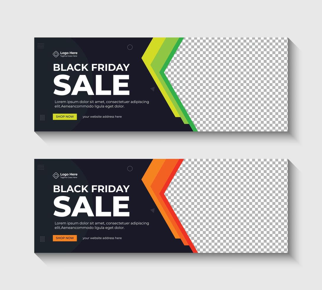 Promotion Brand black Friday sale cover banner, social media post, and web banner ad template. vector