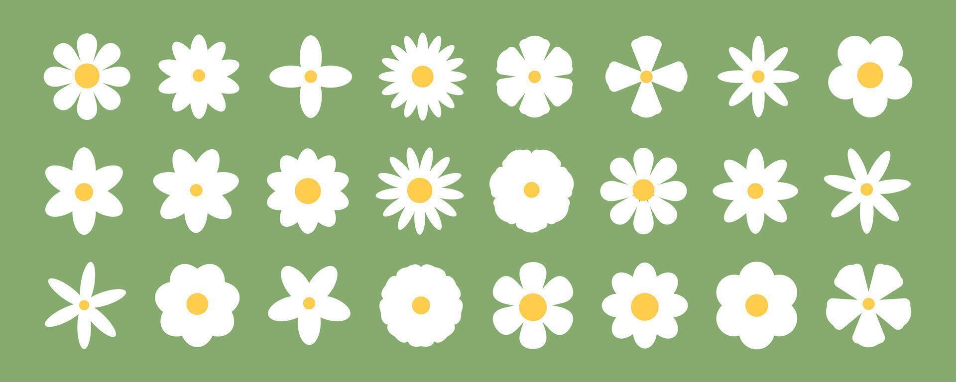 Set of white flowers. Abstract origami flowers icons background. Doodle flat style for banners, wallpaper, posters, websites, online shopping. illustration design and creative idea,eps 10. vector