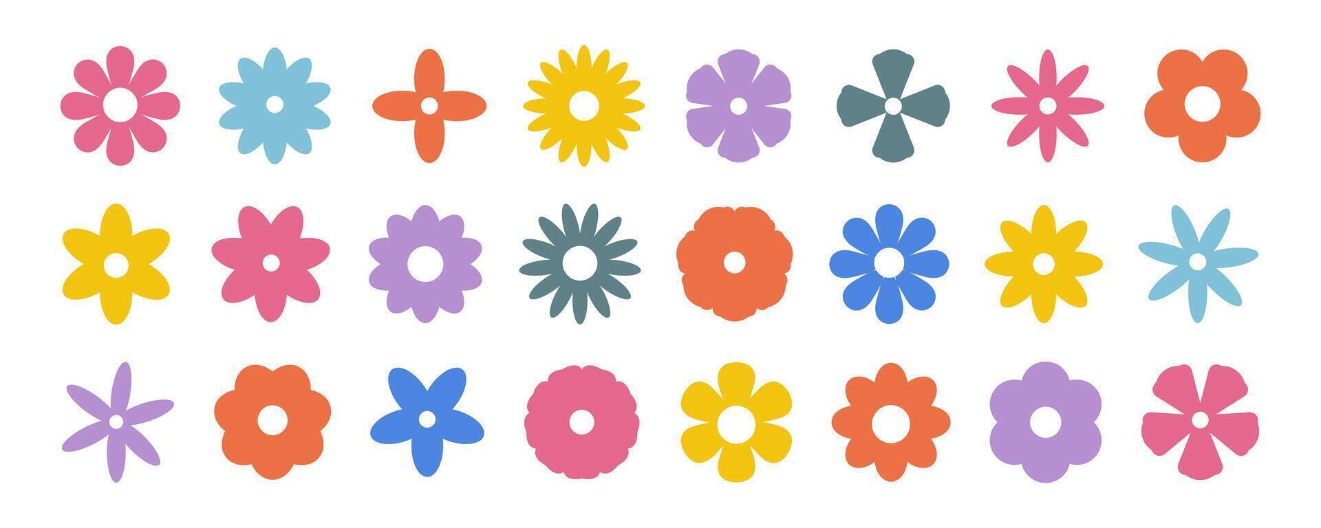 Set of colorful flowers. Abstract origami flowers icons background. Doodle flat style for banners, wallpaper, posters, websites, online shopping. illustration design and creative idea, eps 10. vector