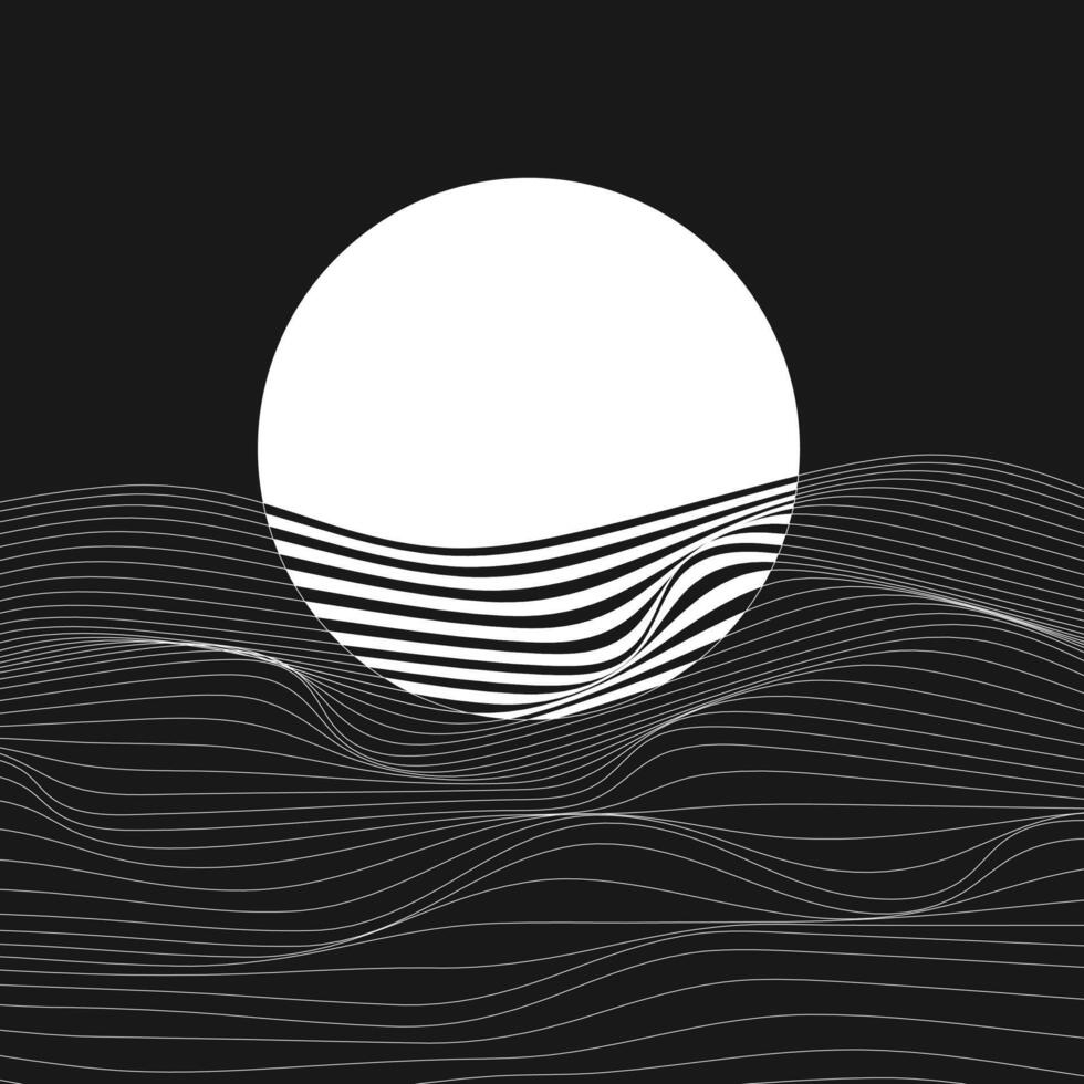 Retro futuristic trendy design elements. Wireframe wave shapes. Design elements for poster, cover, flyer. vector