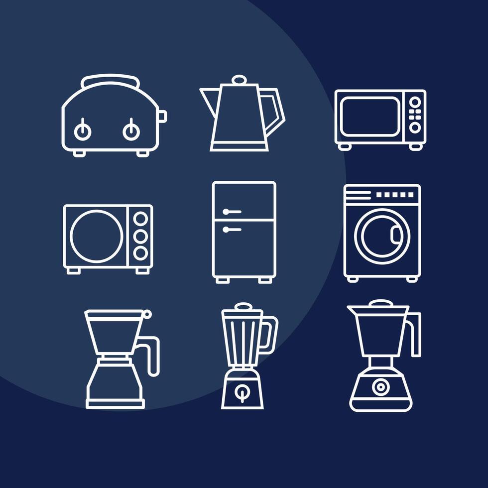 home appliances set of icons vector