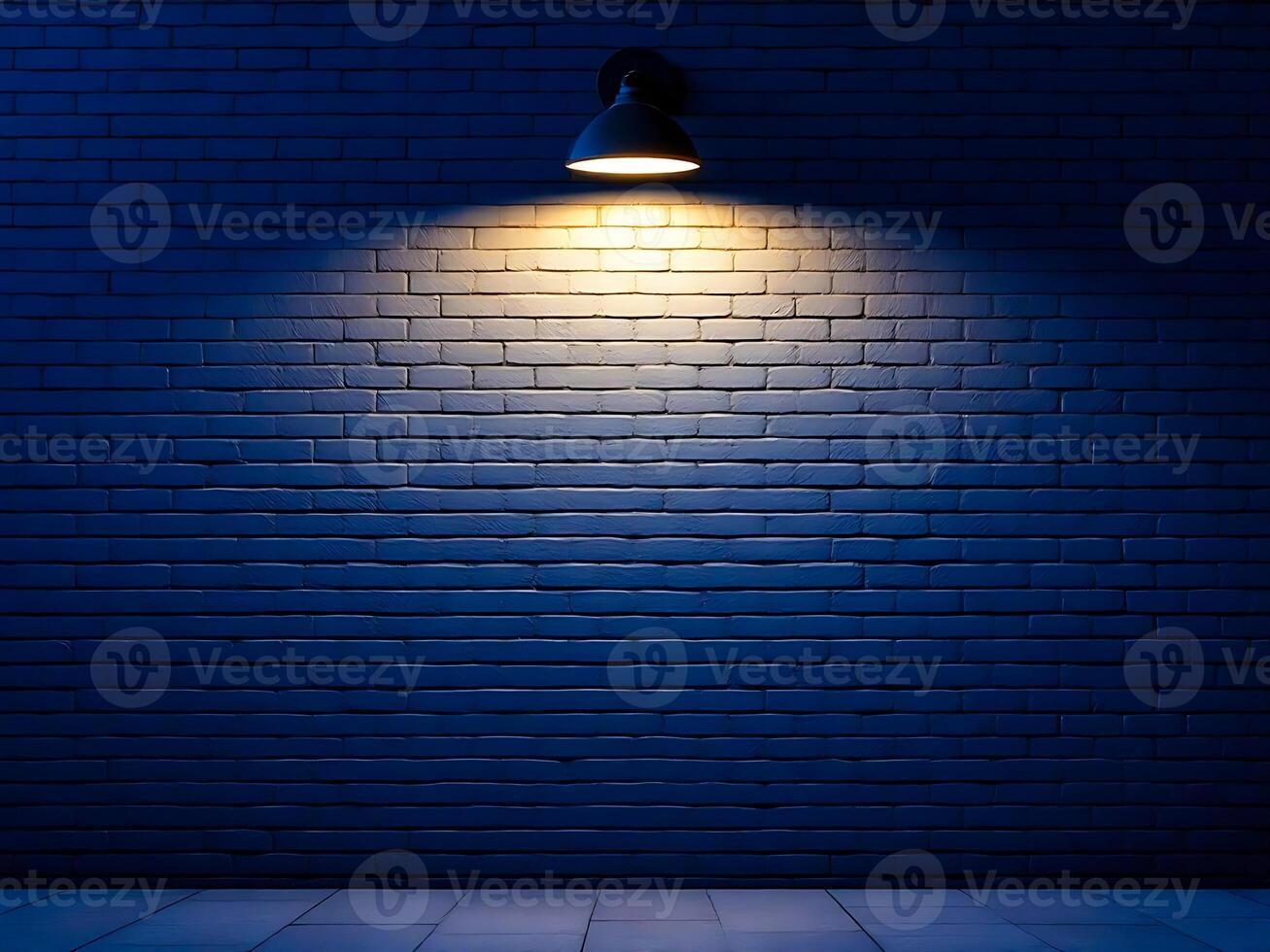 Dark Brick Wall Illuminated by a Single Light photo