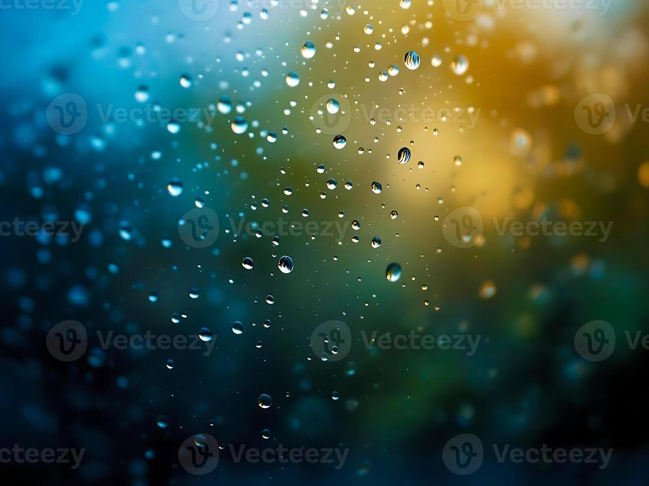 Rain on Window Pane with Artistic Blur photo