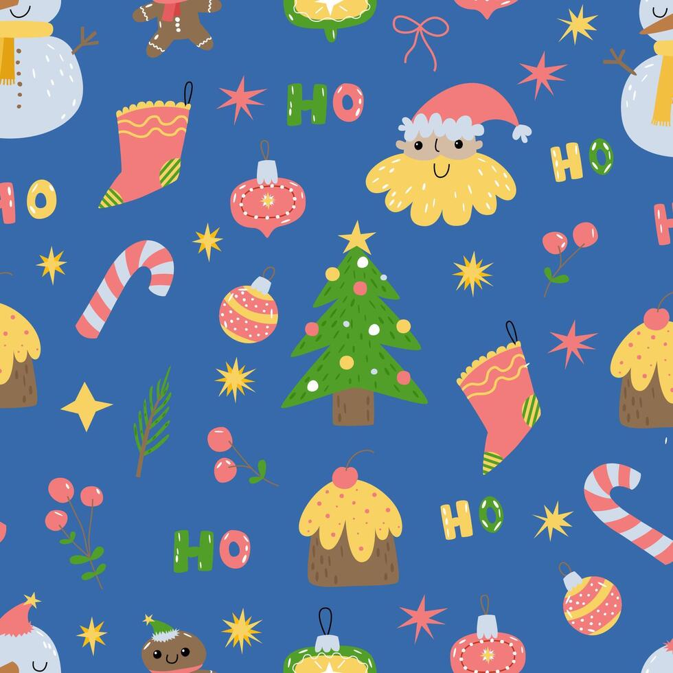 Christmas background. Merry Christmas and happy New Year. Winter holidays seamless pattern, endless background, wrapping paper, textile vector