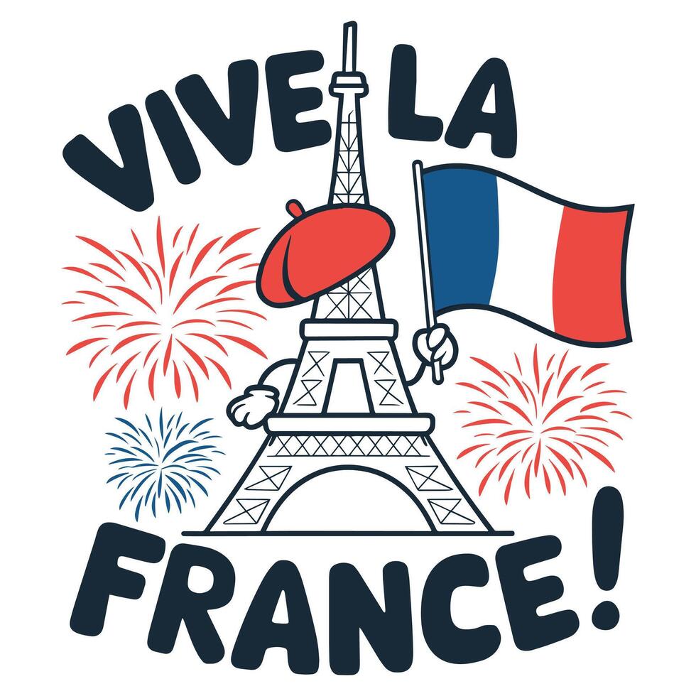 Vive La France T Shirt Design Cool Eiffel Tower vector