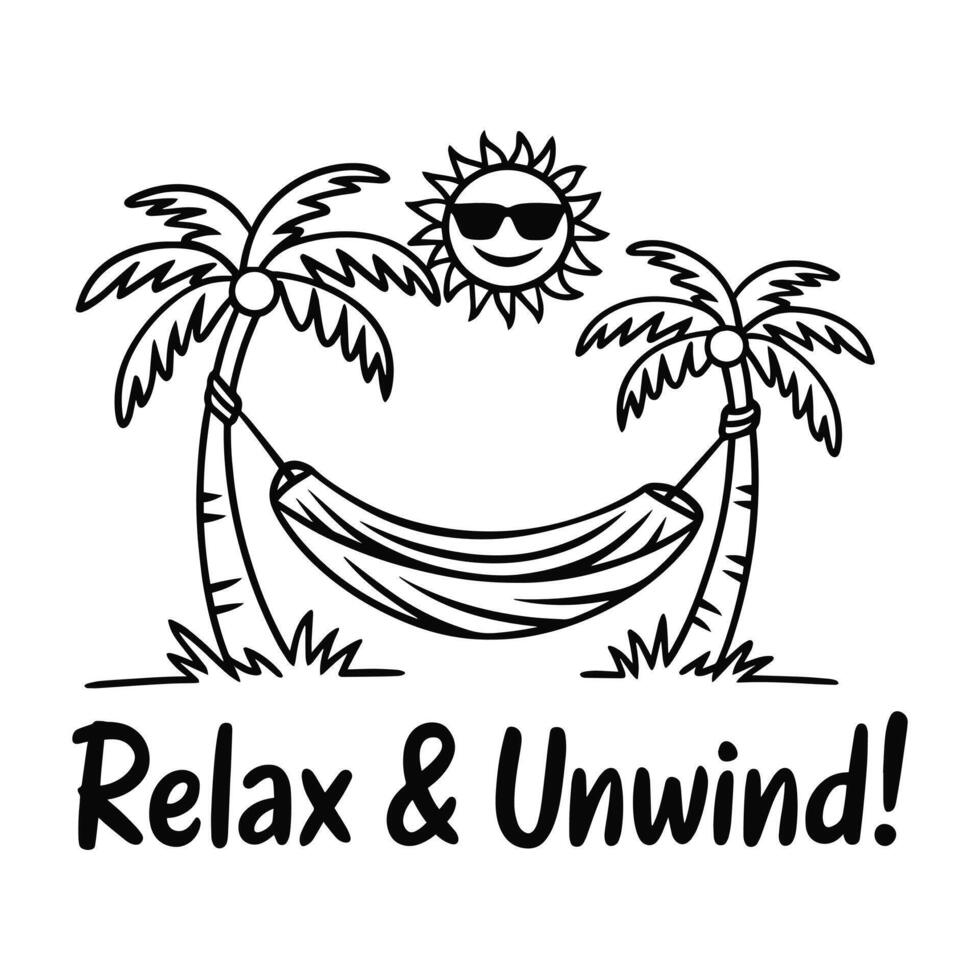 Relax and Unwind T Shirt Design Black Hammock in Tree vector