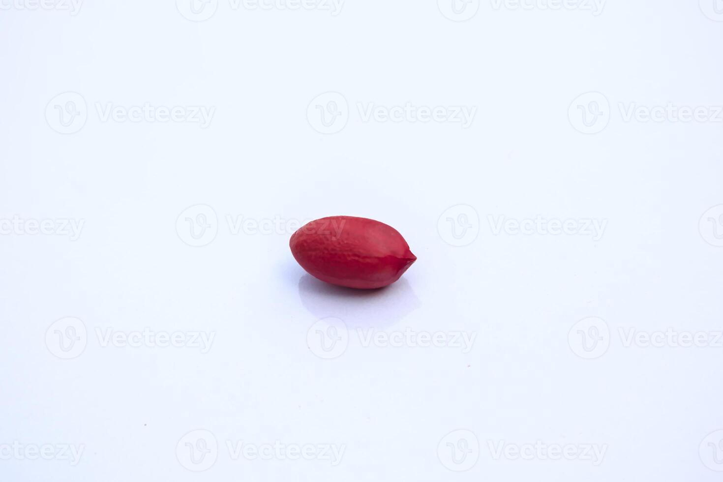 Single Peanut Testa, Reddish Skin, Goober, Groundnut Isolated White Background photo