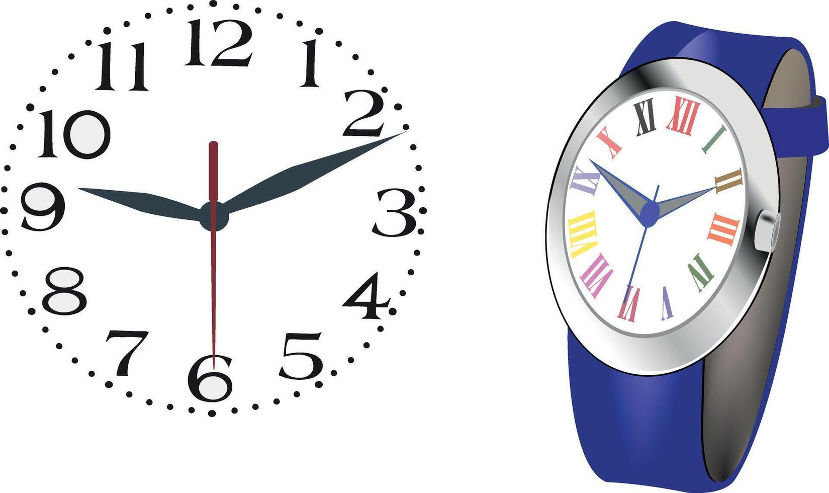 A blue watch and a white one are shown vector