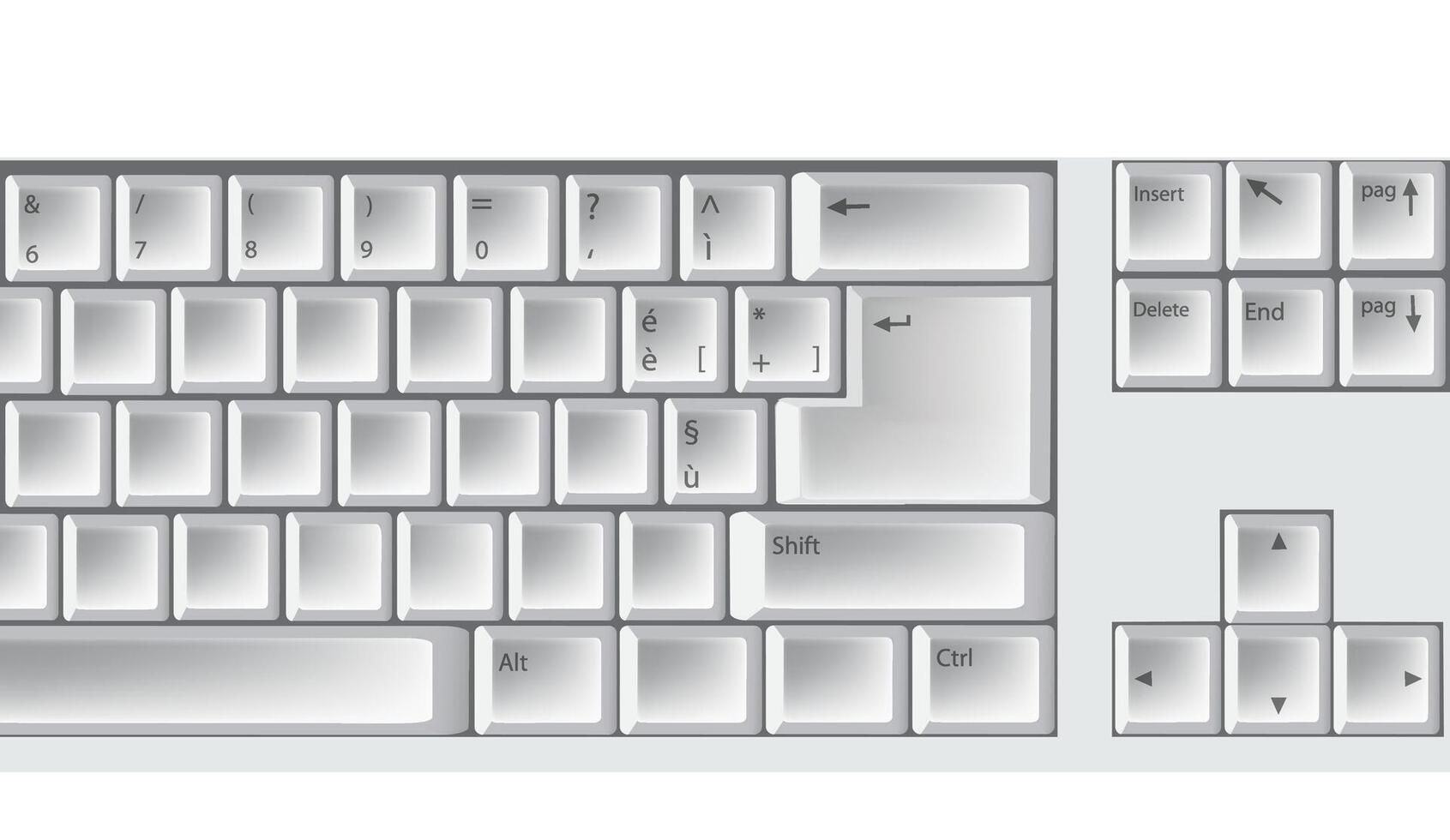 A computer keyboard with a white background vector
