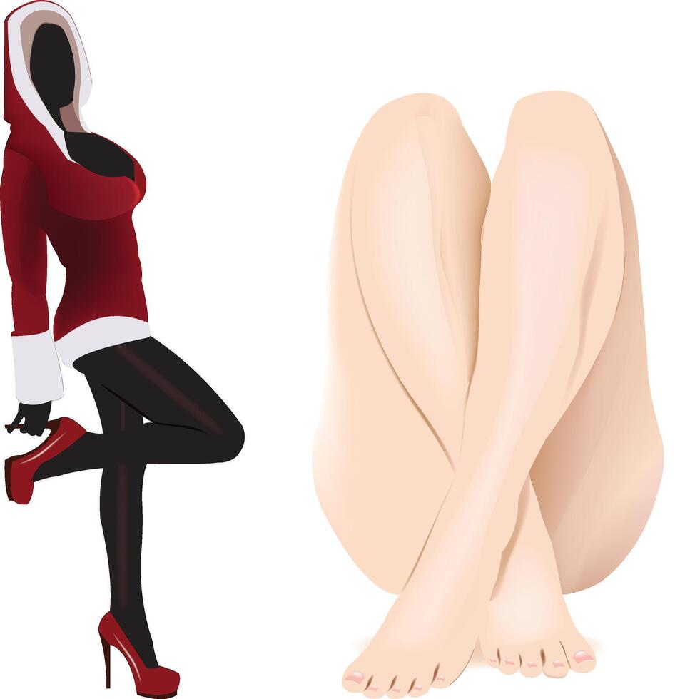 A woman in a red dress and high heels vector