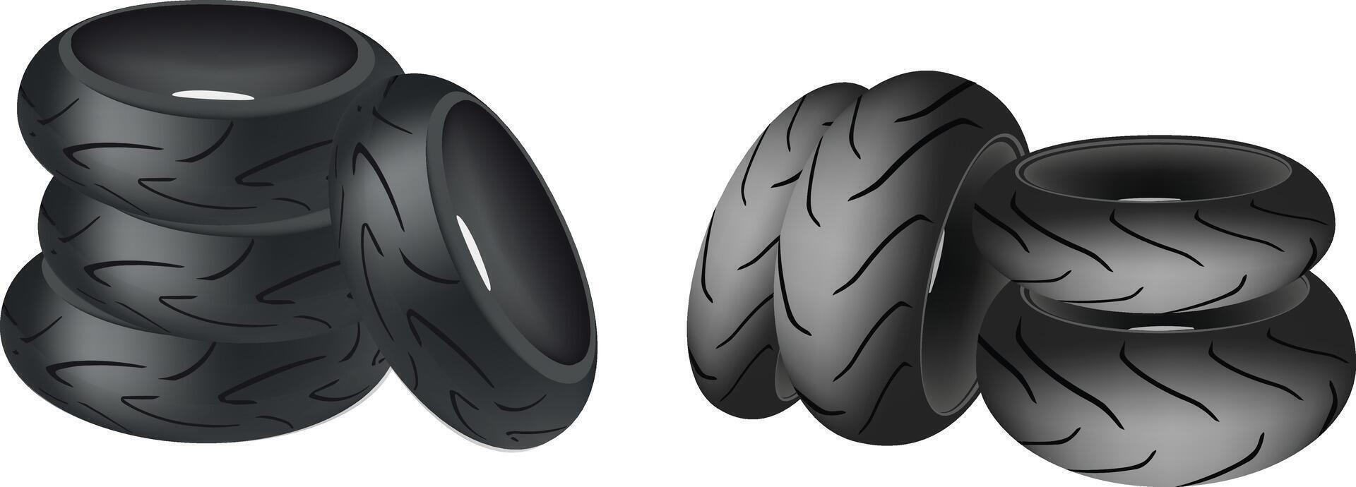 A set of motorcycle tires on a white background vector