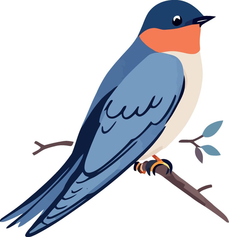 A blue and orange bird sitting on a branch vector
