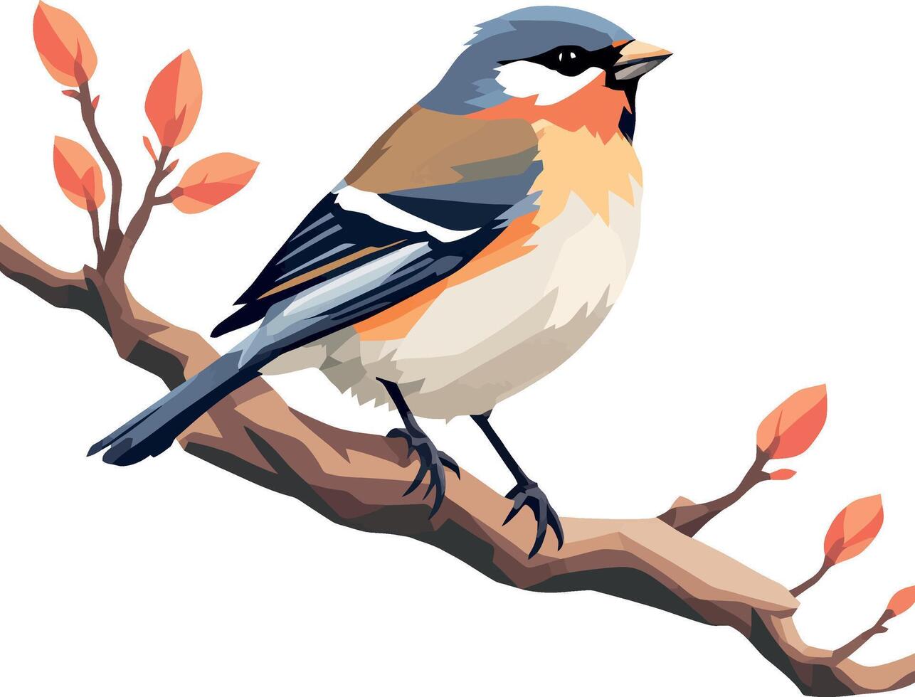 A cartoon bird sitting on a branch vector