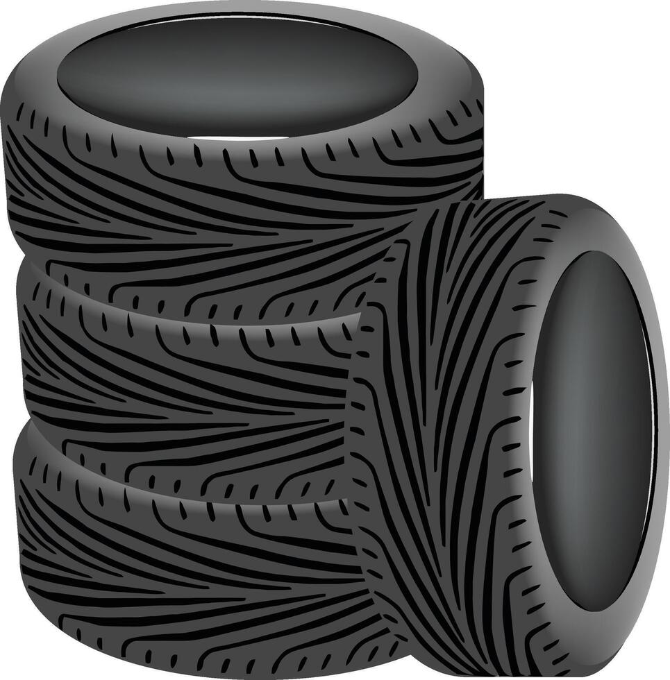 A stack of tires on a white background vector
