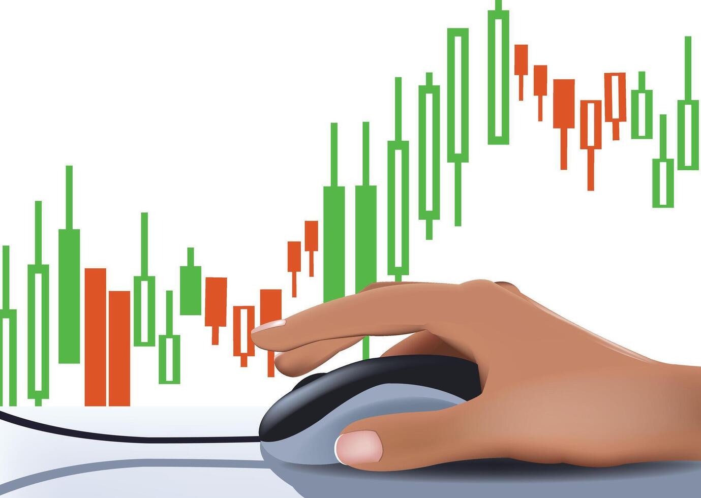 Stockbroker analyzing stock market fluctuations with a mouse vector