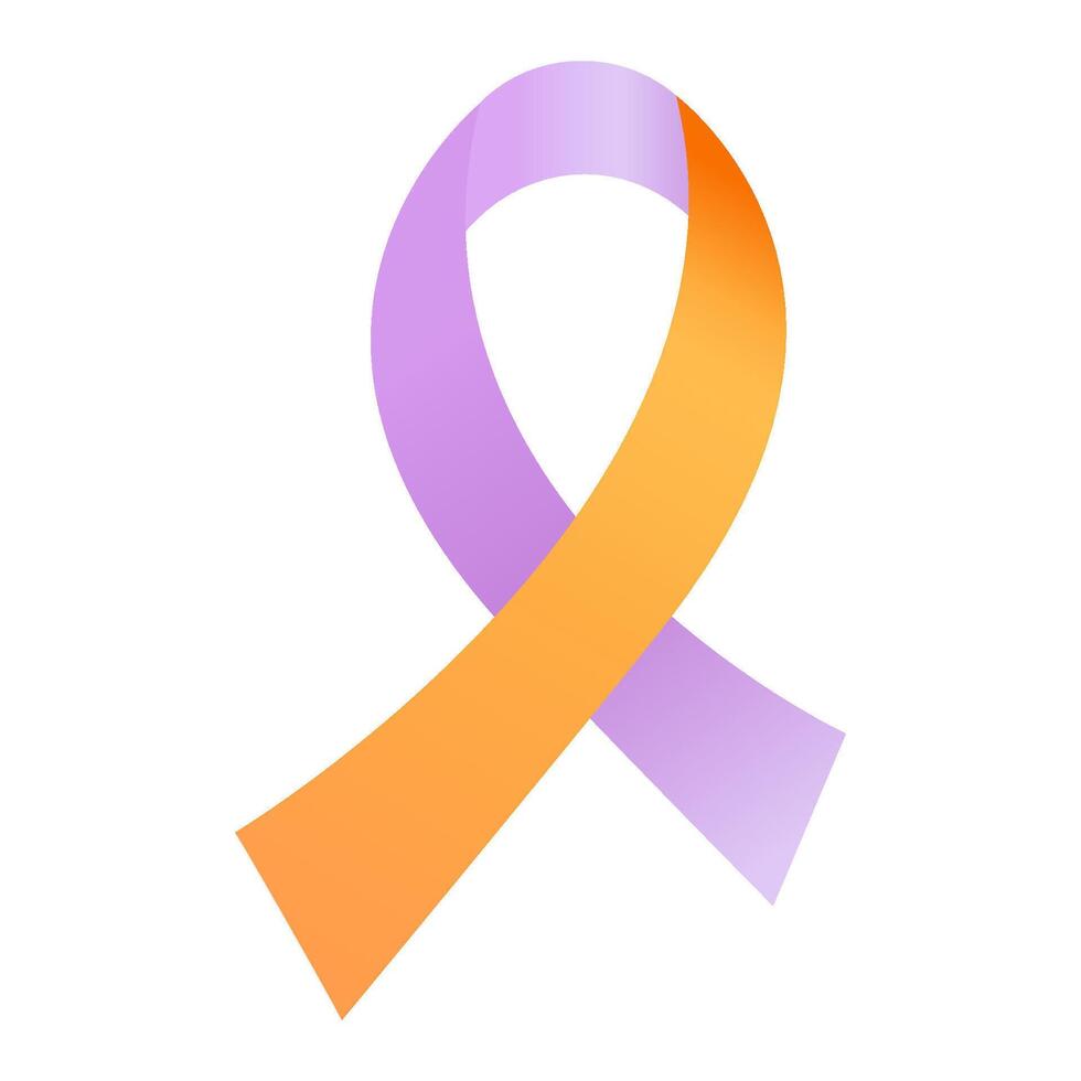 Lavender and orange ribbon awareness Eczema, Psoriasis, Psoriatic Arthritis. Isolated on white background. vector