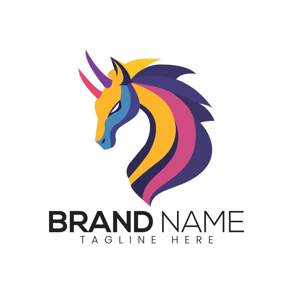 colorful unicorn logo design template vector
