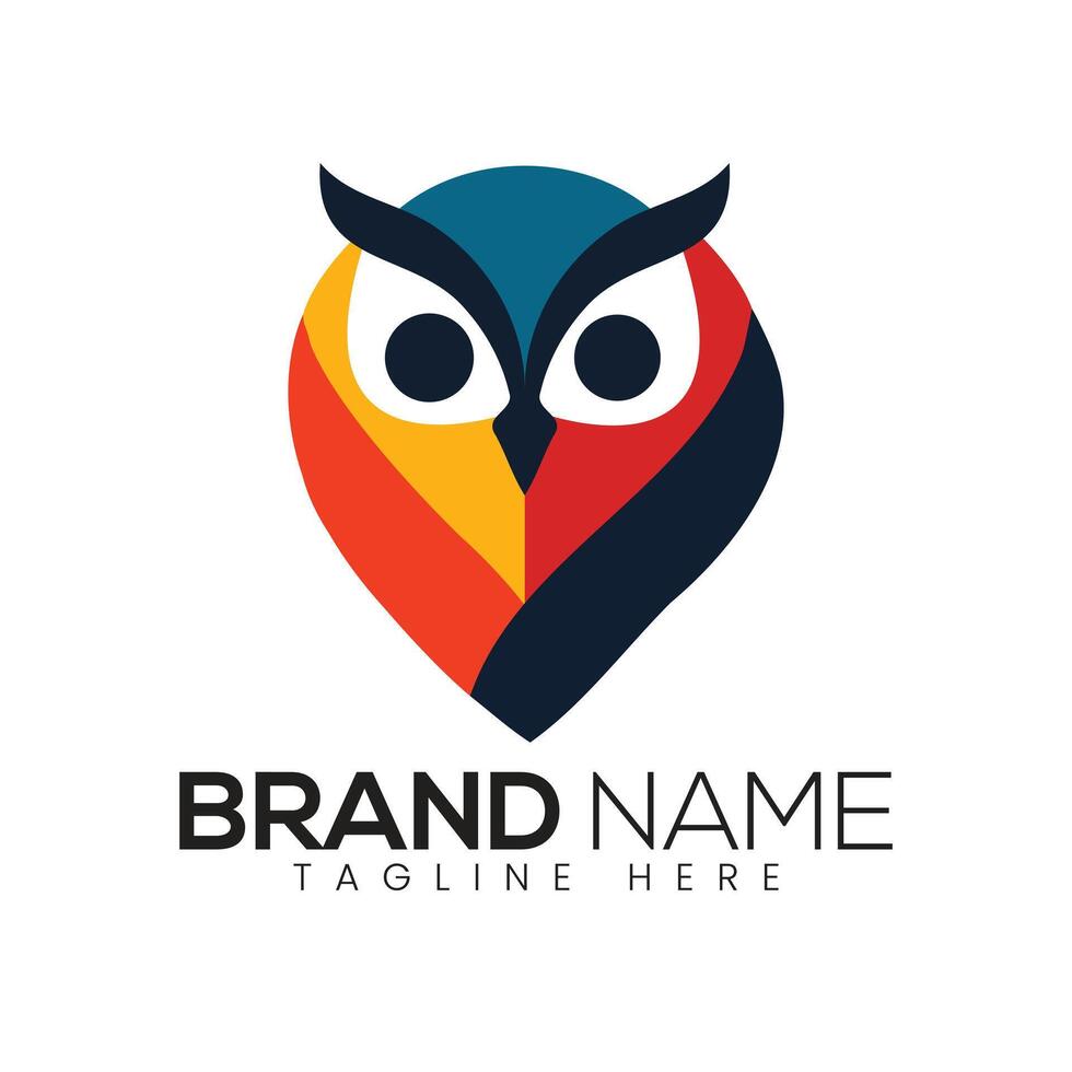 an owl logo with a colorful face vector