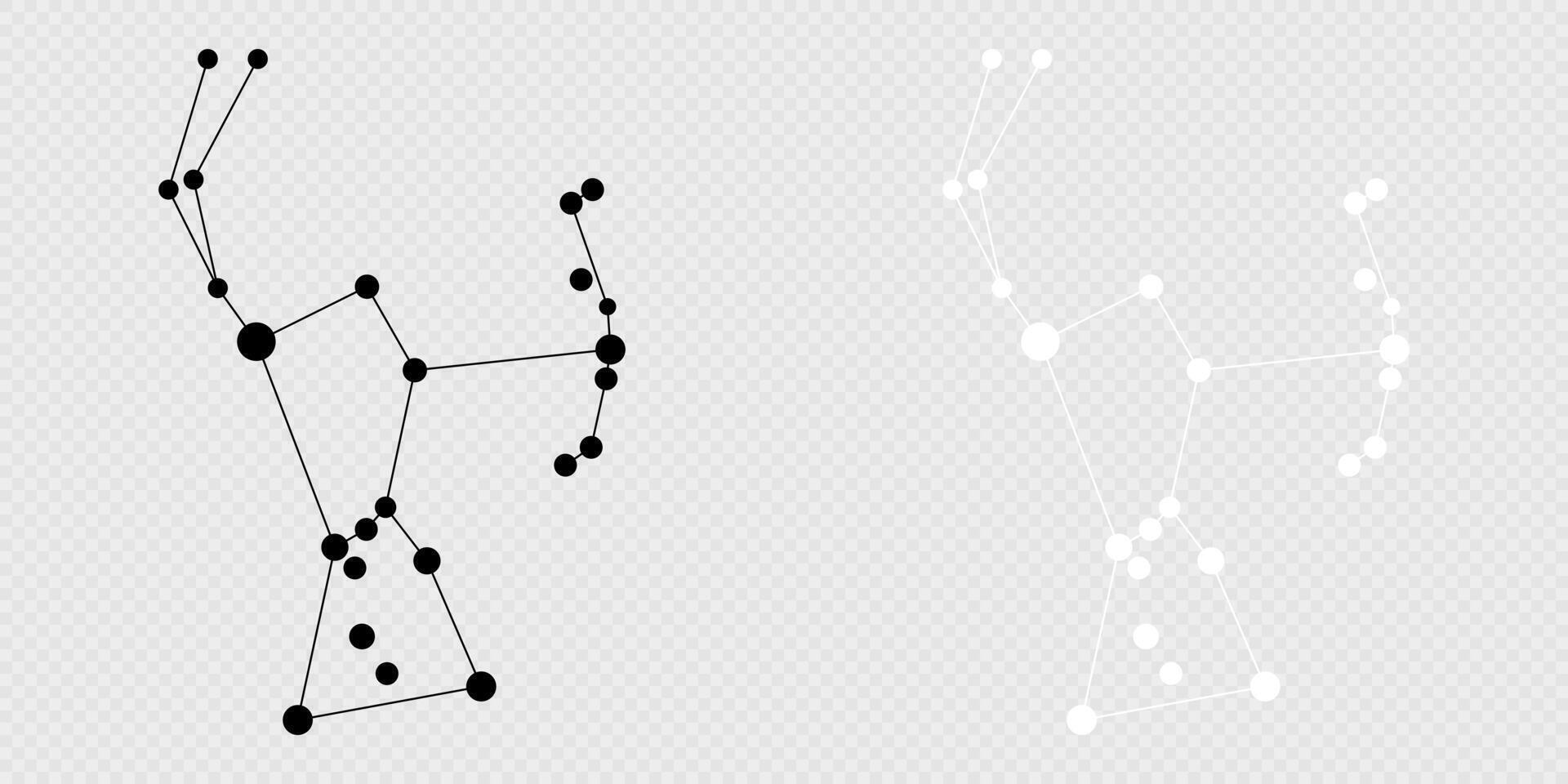 Orion constellation map set. illustration. vector
