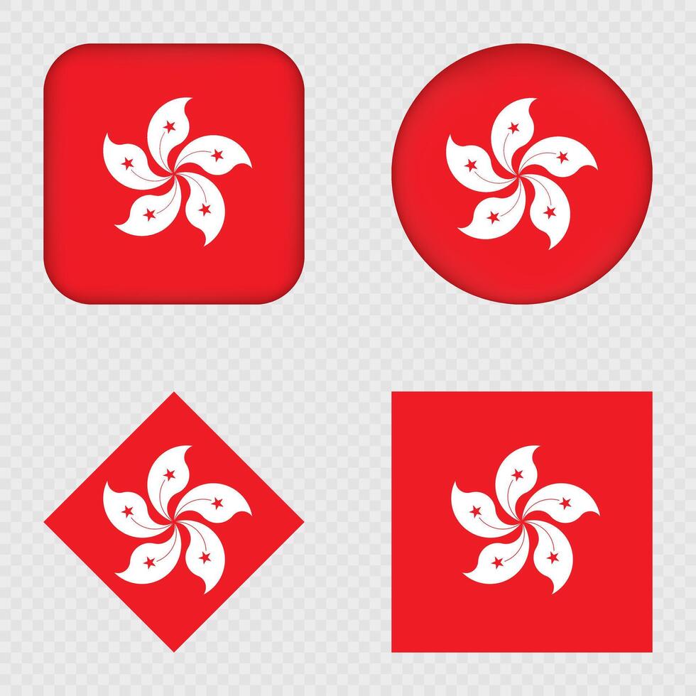 Hong Kong Flag Icons Pack. vector