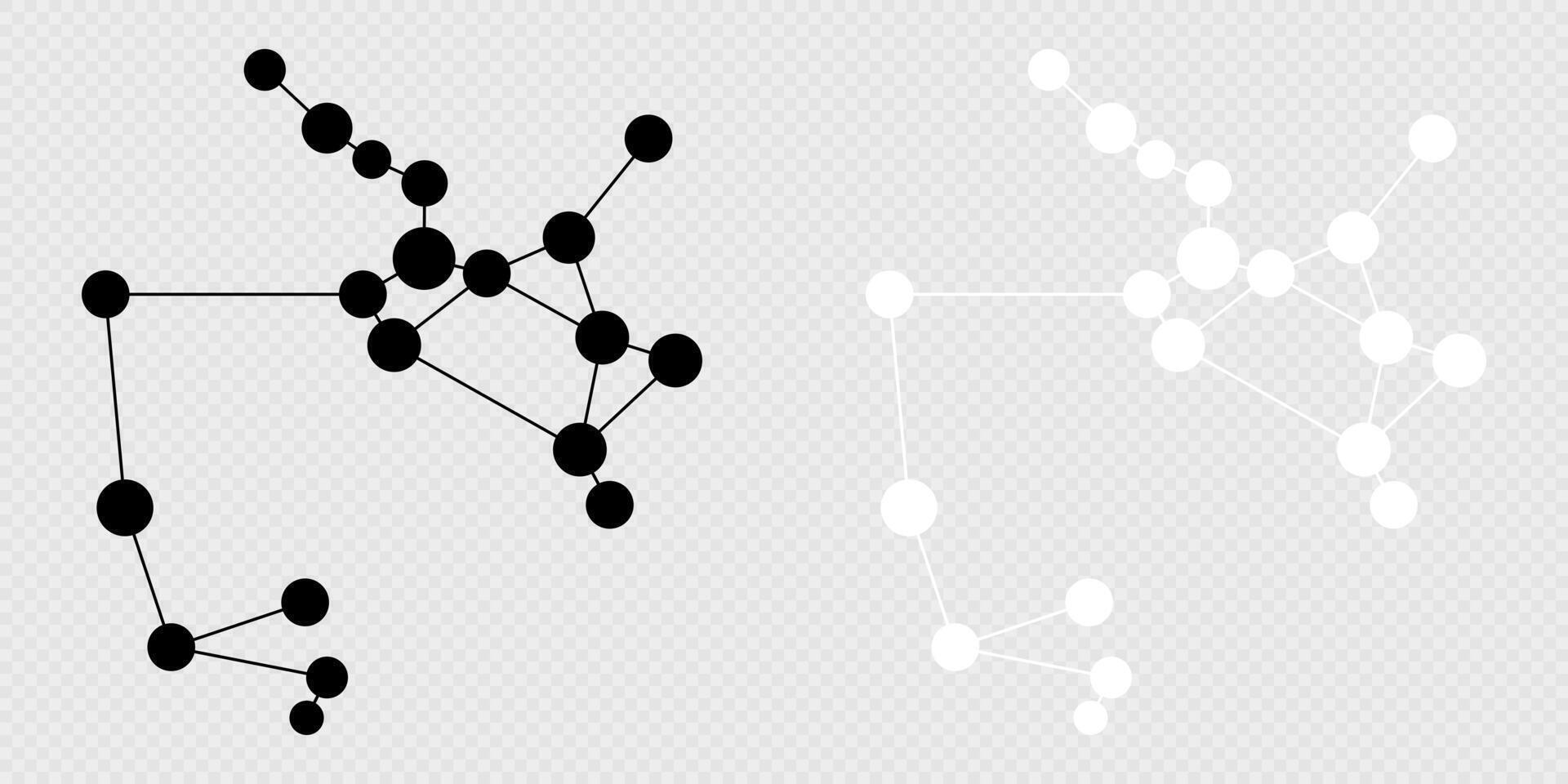 Sagittarius constellation map set. illustration. vector