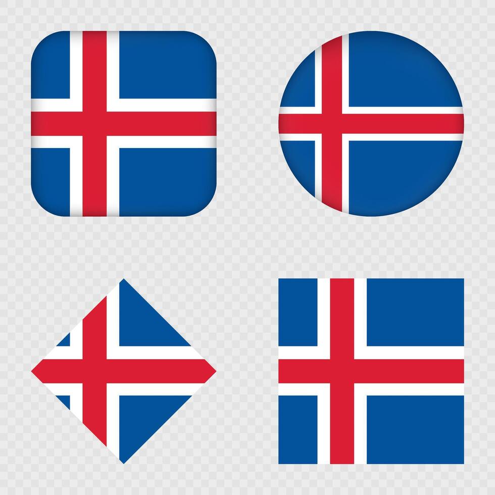 Iceland Flag Icons Pack. vector