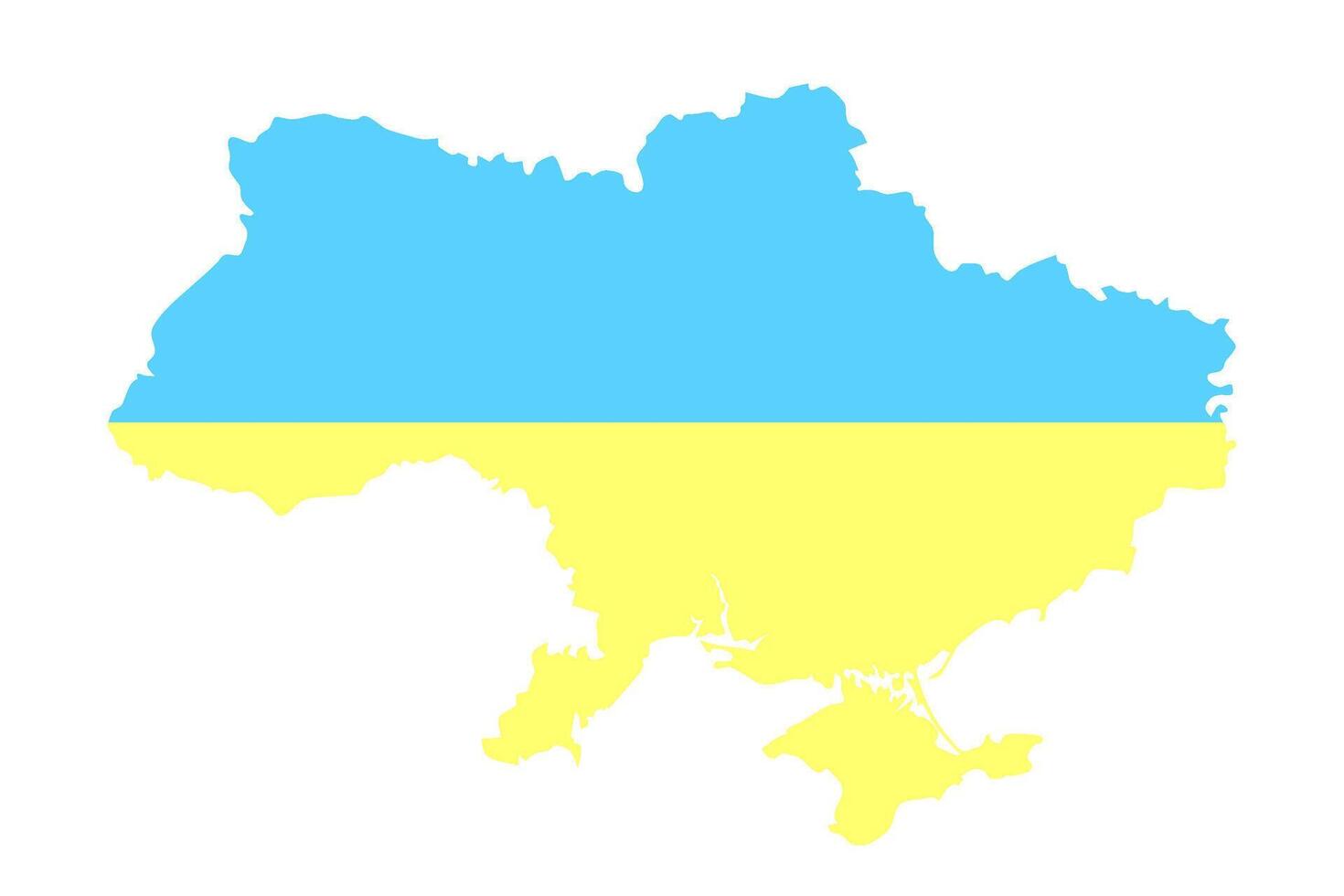 Silhouette map of Ukraine in blue and yellow colors isolated on a transparent background. illustration. vector