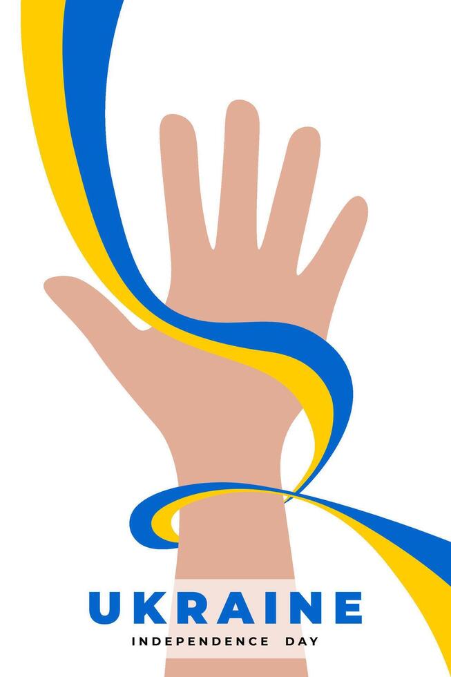 Hand with a blue and yellow ribbon on a transparent background. Concept of Ukraine Independence Day celebration and patriotism. illustration. vector