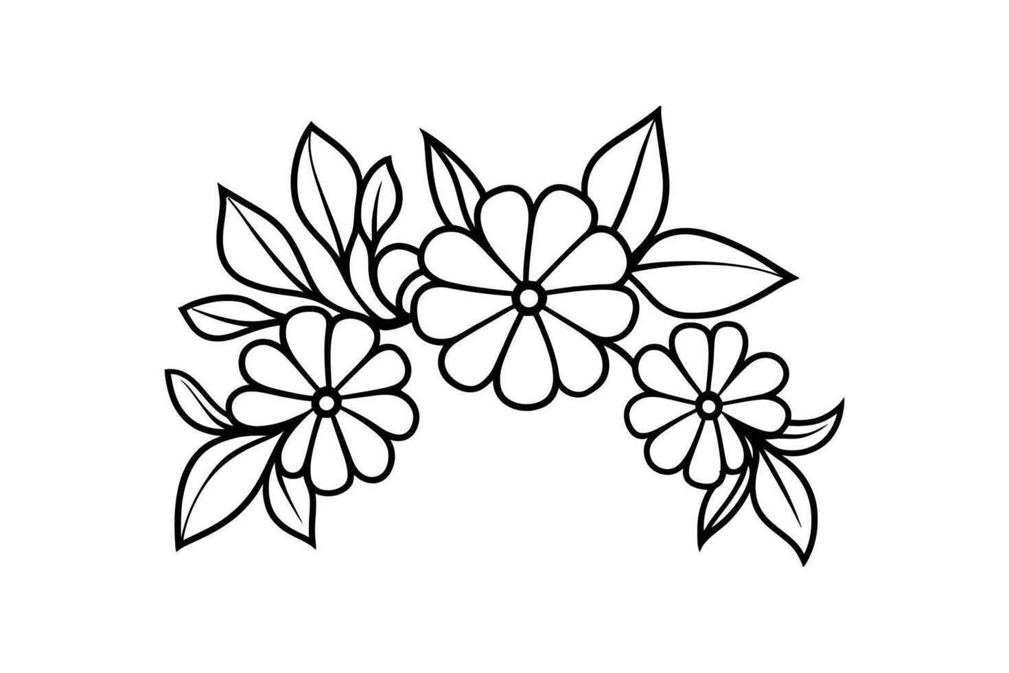 Elegant black and white floral wreath design. vector
