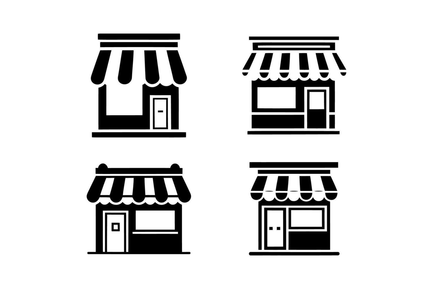 Four Simple Black and White Shopfront Icons vector