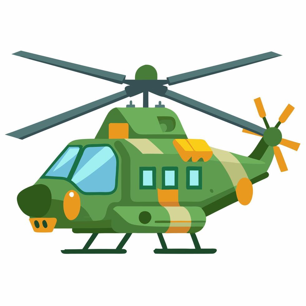 Cartoon military helicopter on a white background . vector