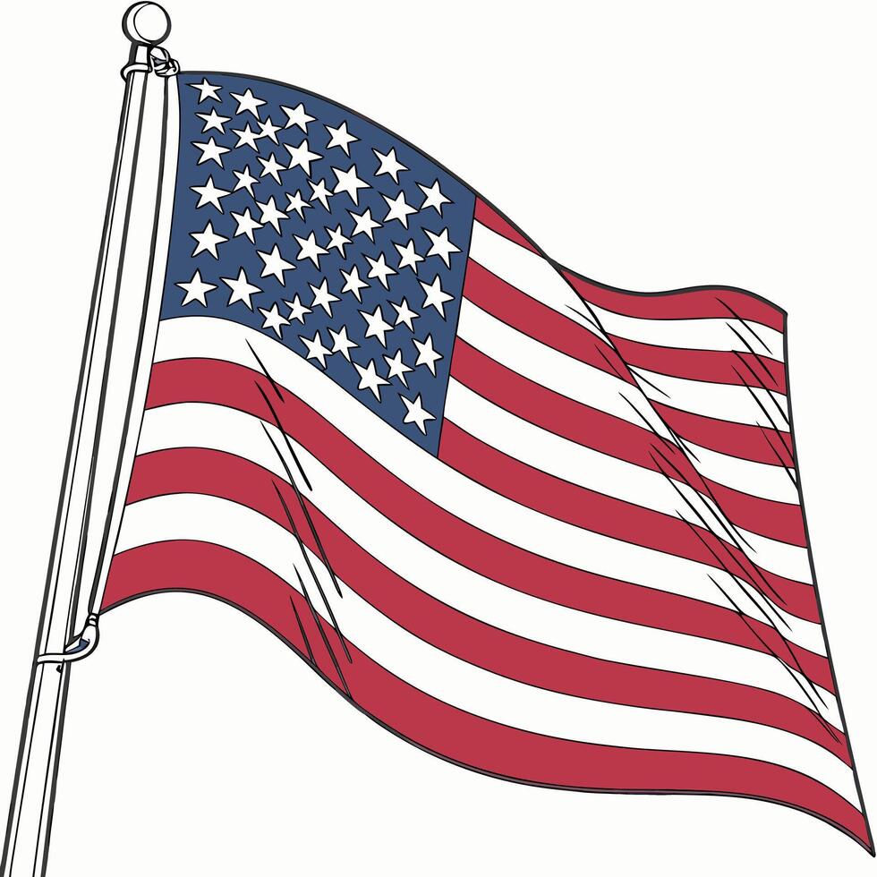 realistic illustration of the United States of America flags on a white background. Ideal for patriotic themes and celebrations vector