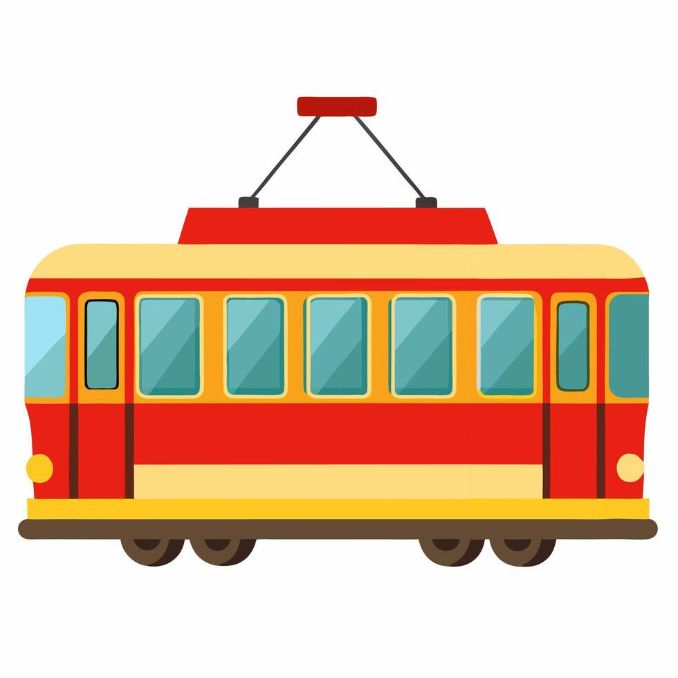 cartoon red tram .Illustration isolated on white background vector