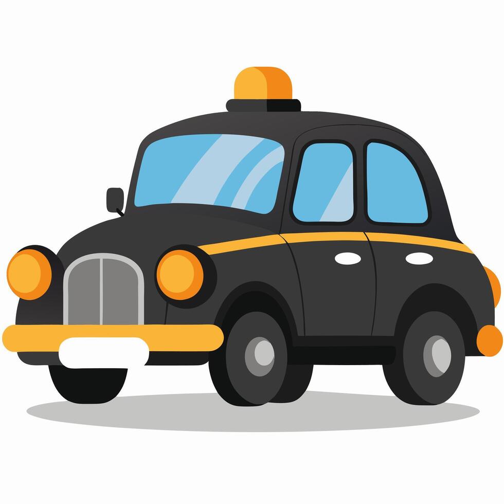 Cartoon car taxi England. Black car Taxi .illustration isolated on white background vector