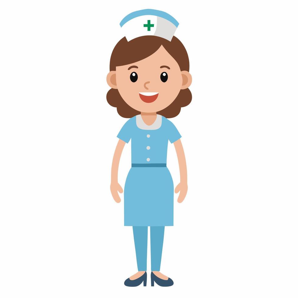 cartoon nurse in uniform. Healthcare and medicine. Isolated on white background.Front view . vector