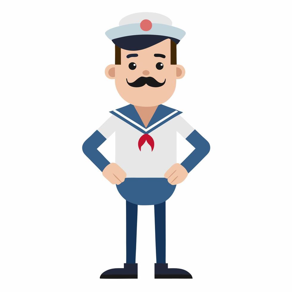 cartoon sailor in uniform. sailor profession . Isolated on white background. vector