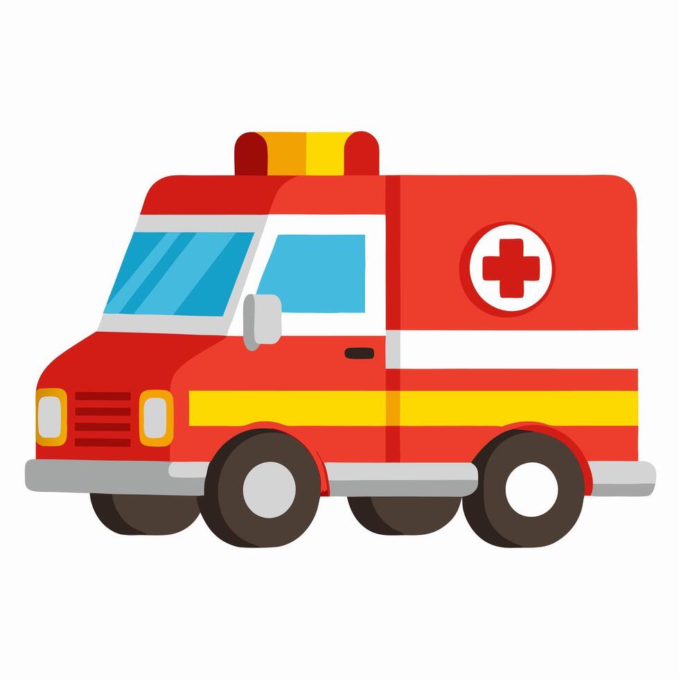 Ambulance car . Emergency medical service vehicle isolated on white background. Cartoon vector