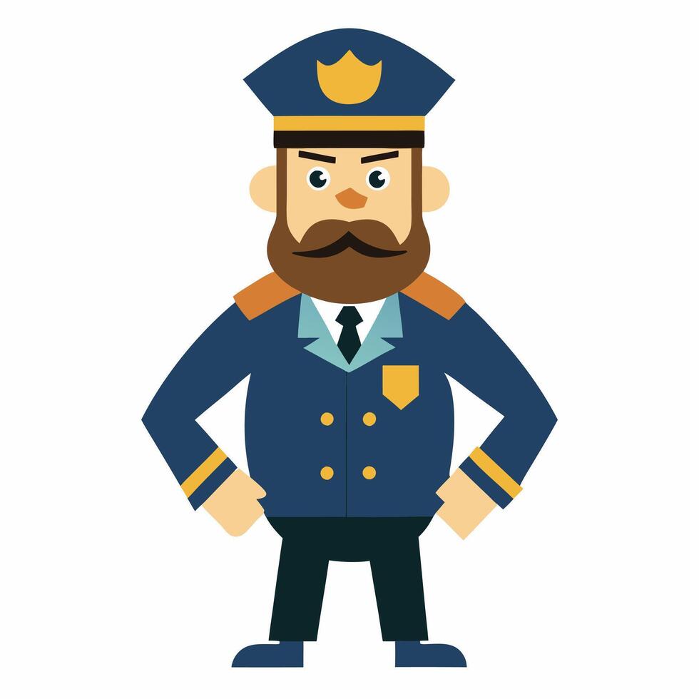 cartoon captain in uniform. captain profession . Isolated on white background. vector