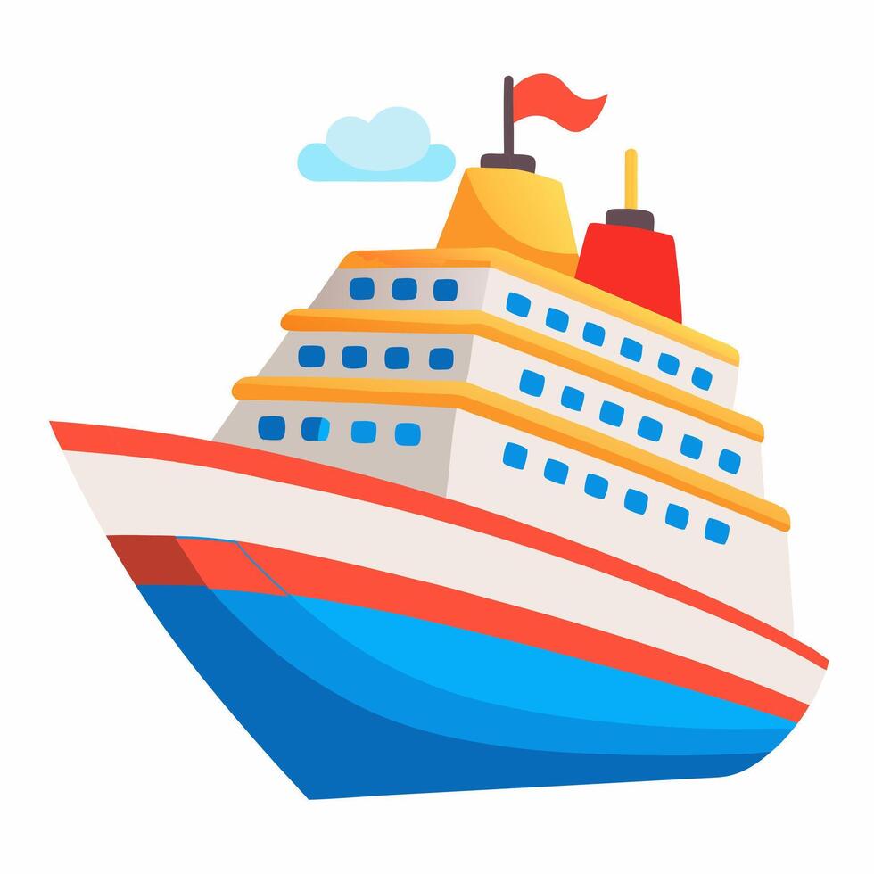 Cartoon cruise ship . Voyage cruises. illustration isolated on white background vector