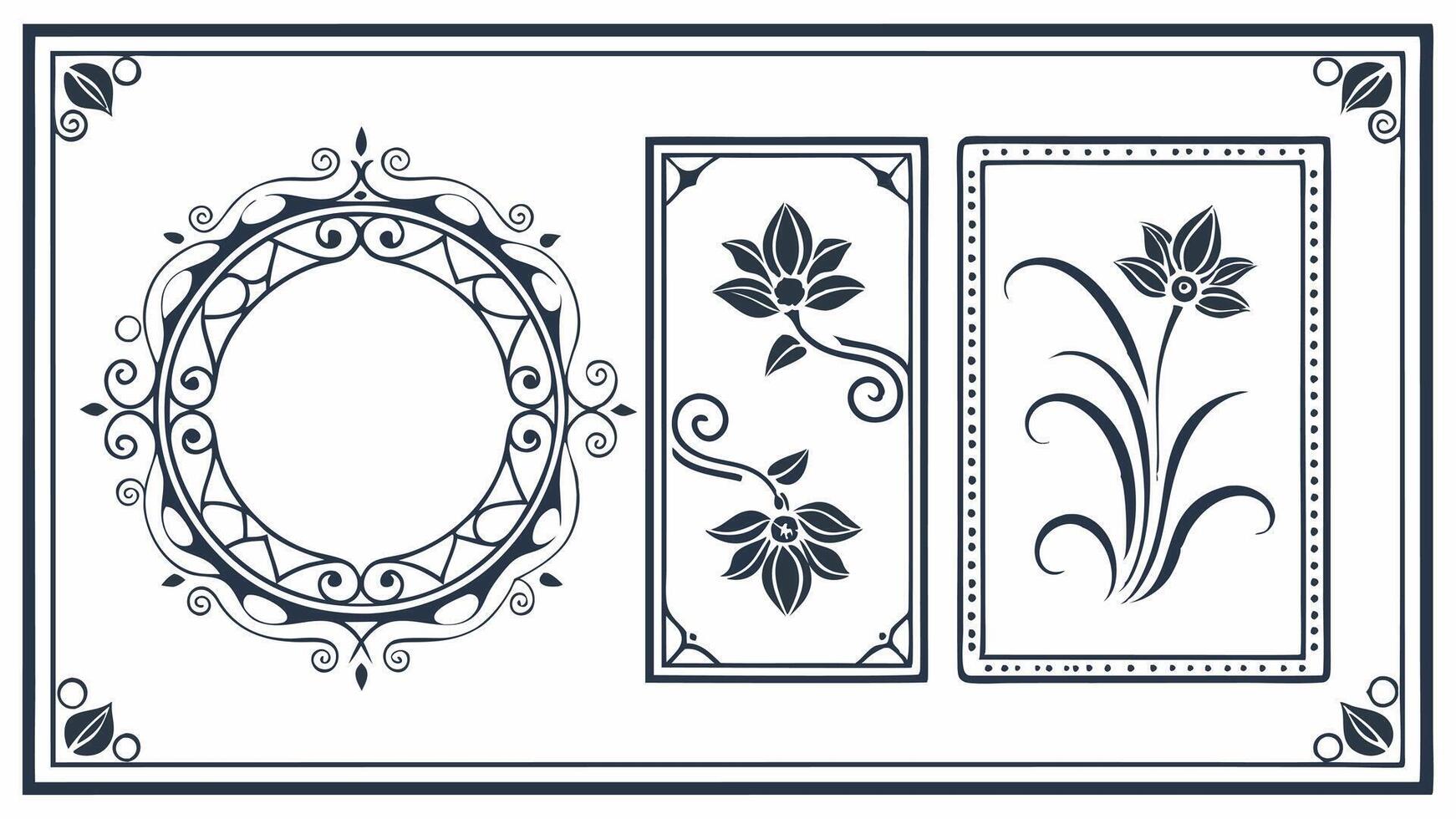 Set of decorative elements for the frame, frame, frame, frame, frame, frame, frame vector