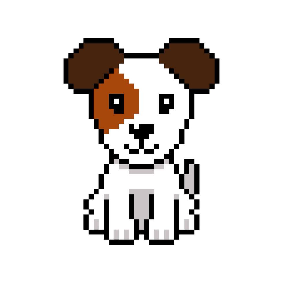 Pixel art cute jack russell terrier dog in retro style vector