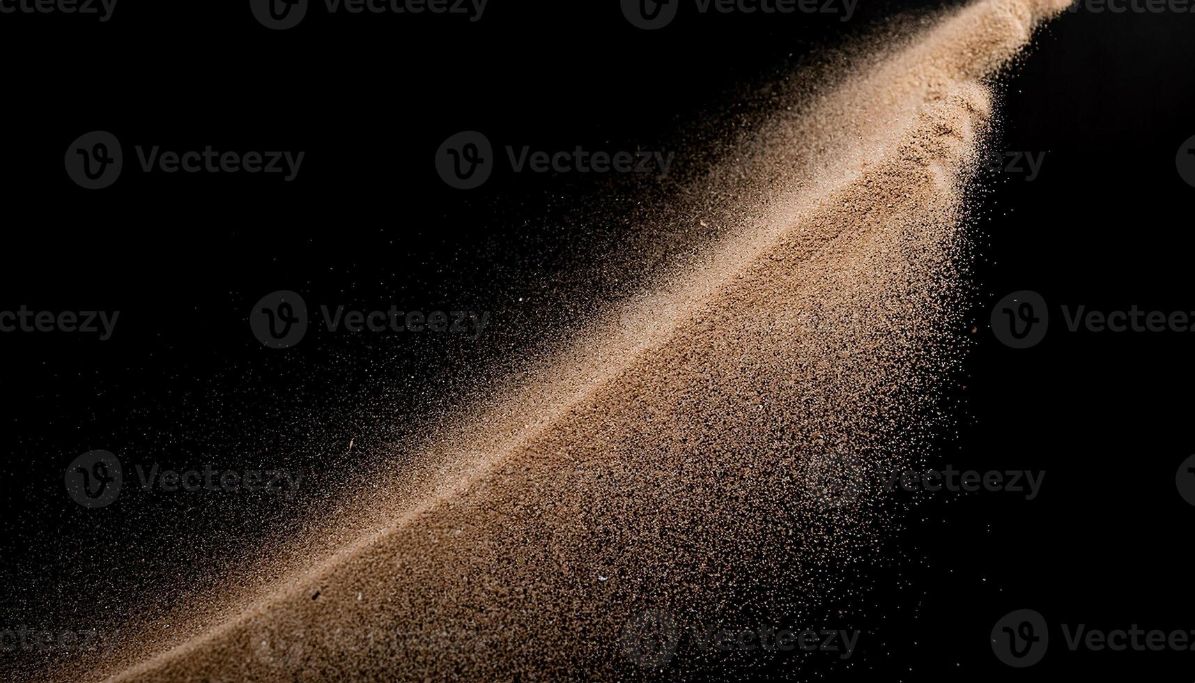 Soft Brown Sand on Dark Background, Front Perspective photo