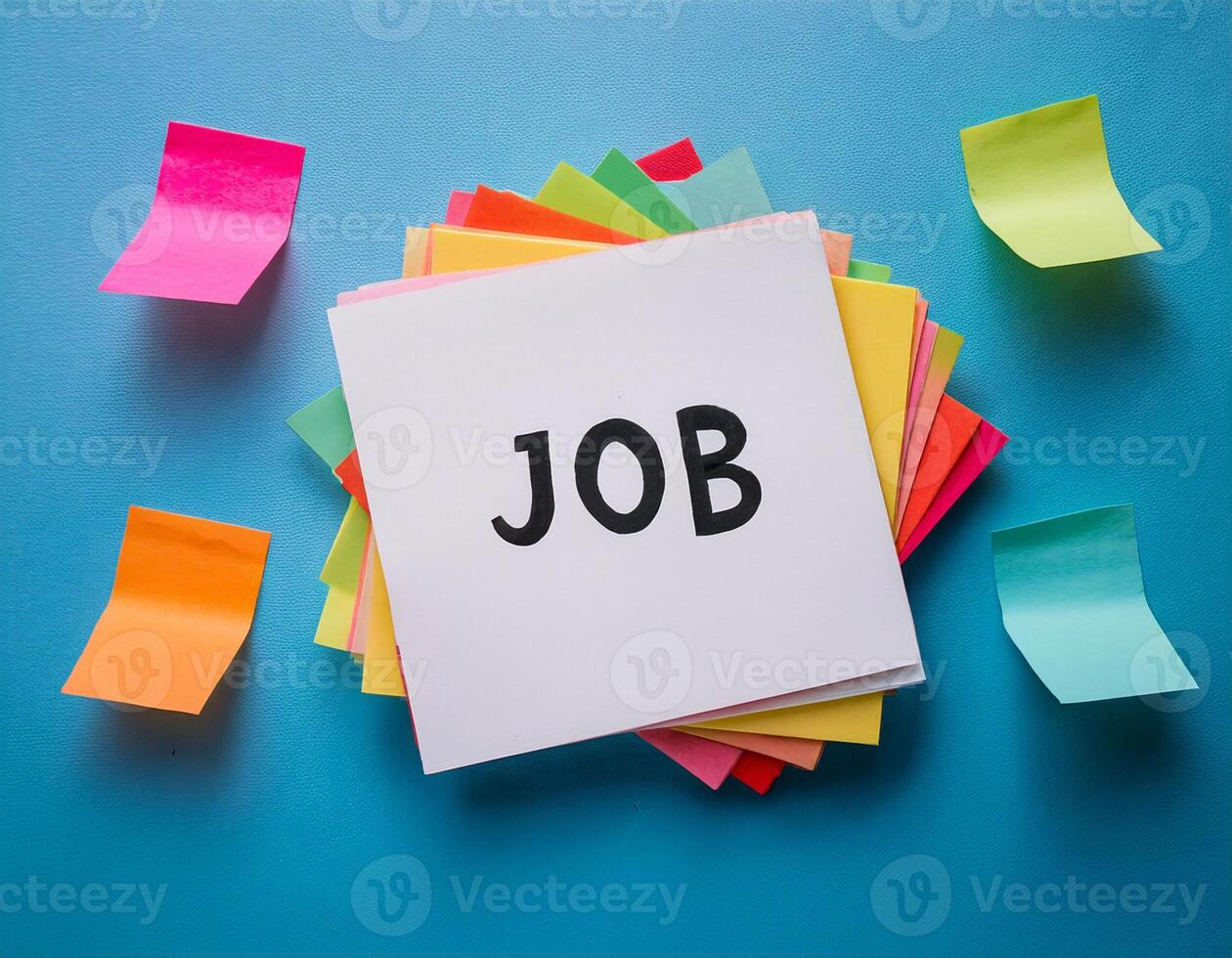 Work and School Notes Arrangement on Light Background, Top View photo