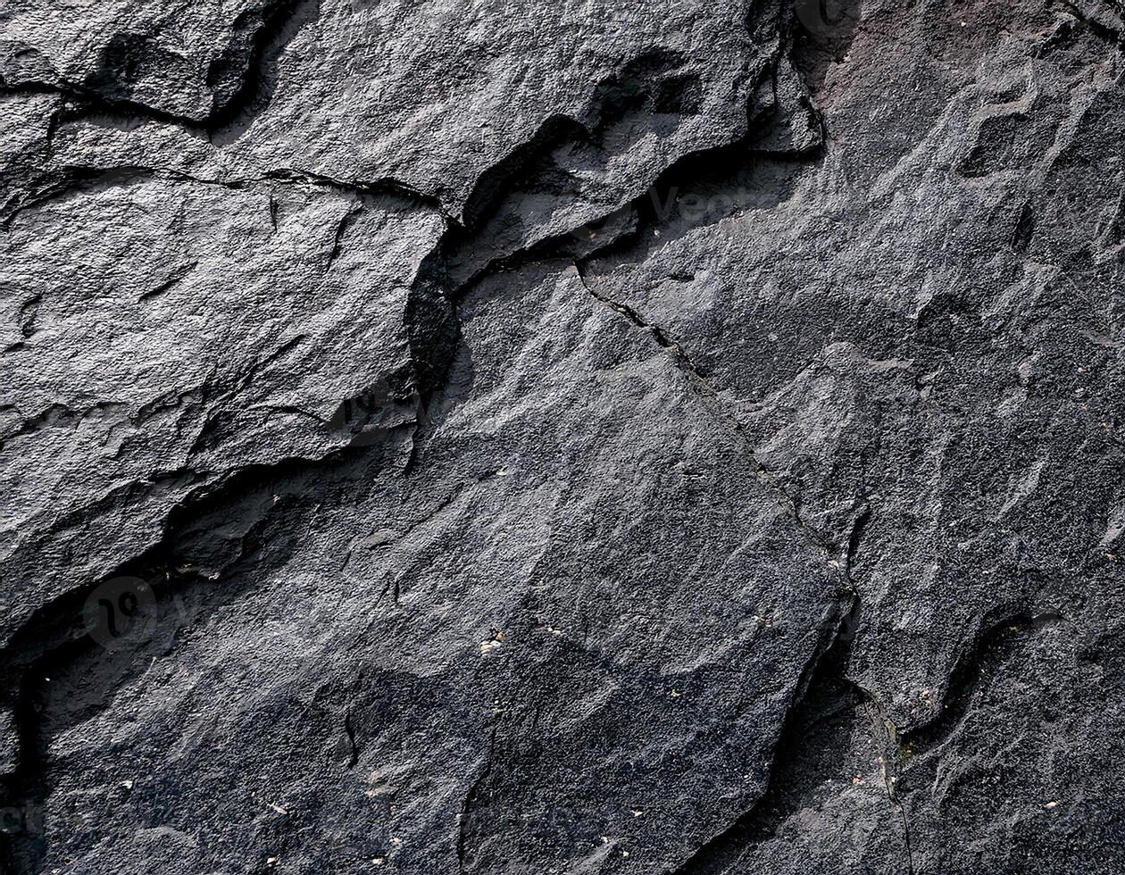 Close-up of Black Rock Surface with Natural Patterns photo