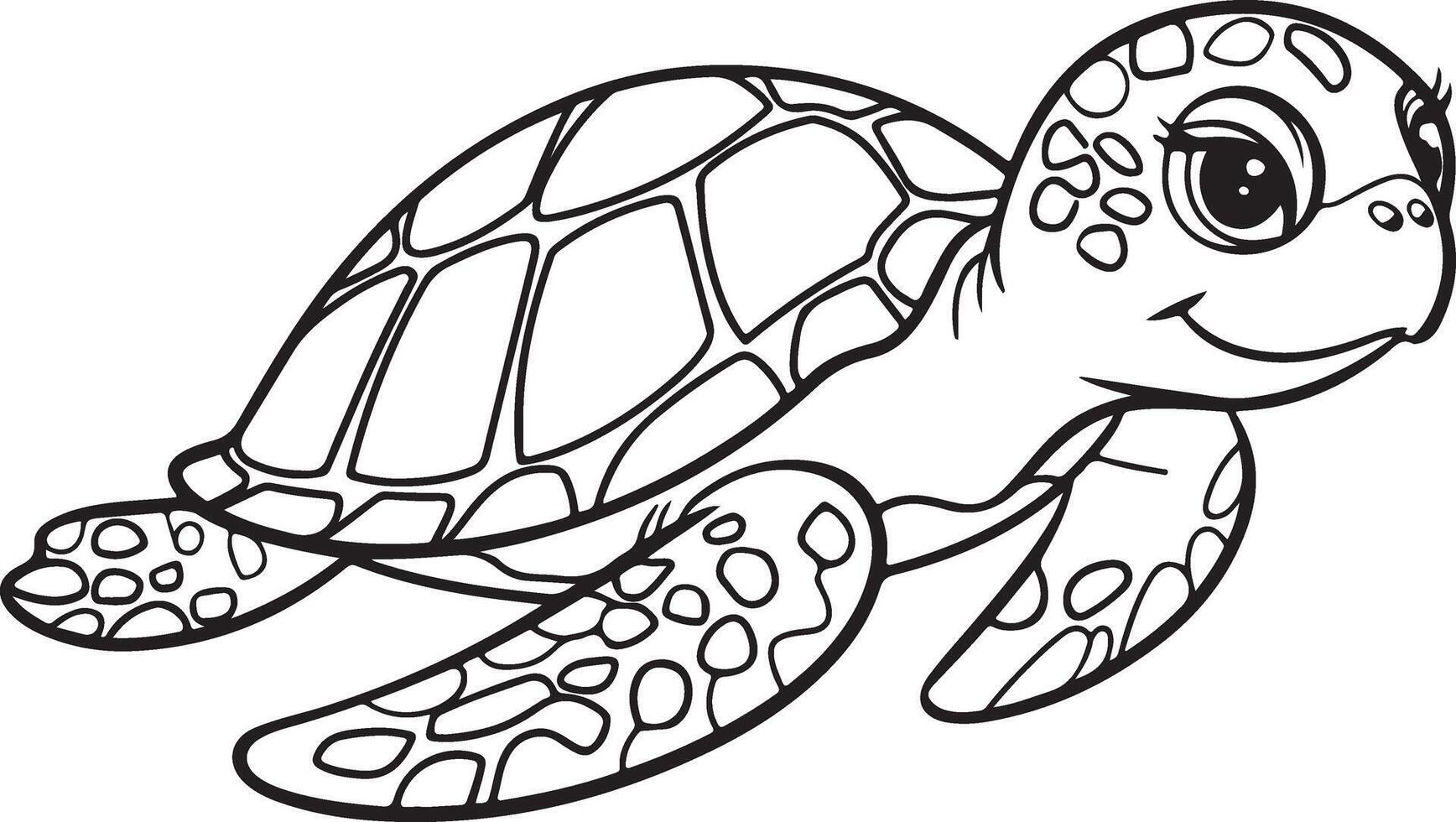 Turtle animal Coloring Page for kids activity vector