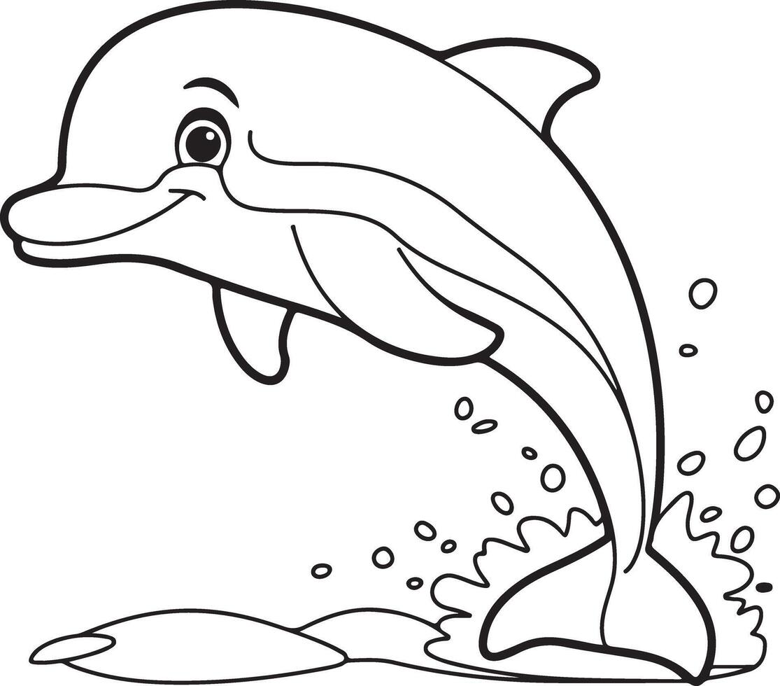 Dolphin animal Coloring Page for kids activity vector