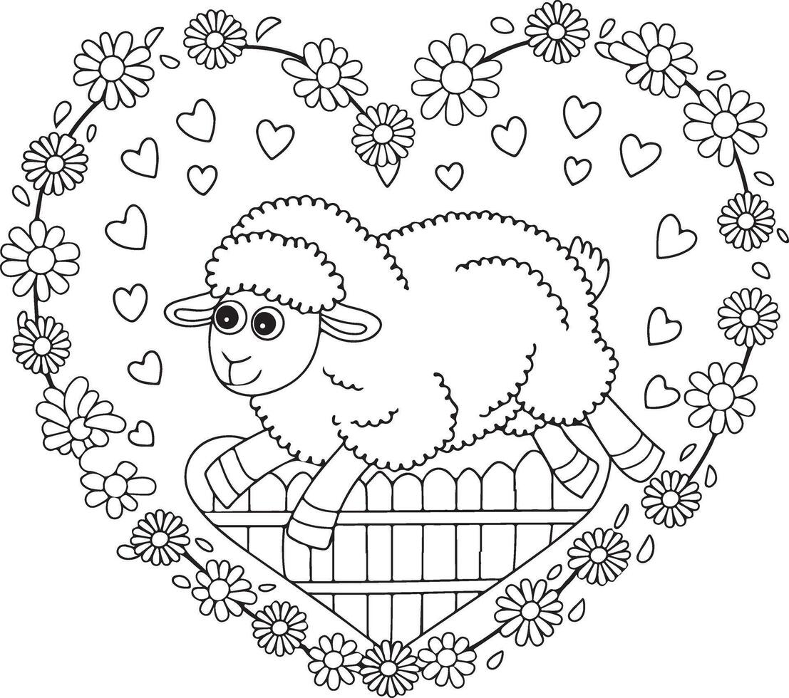 Heart shape coloring pages for valentine's day vector
